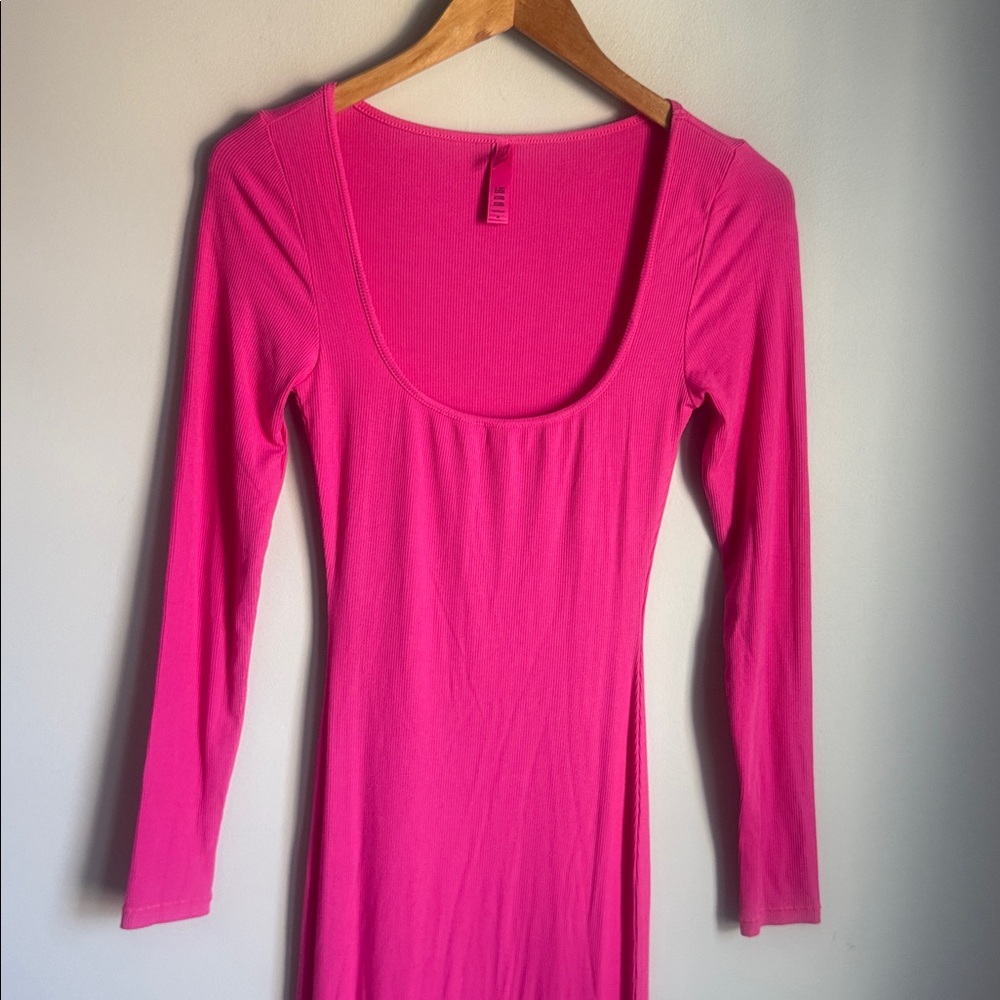 SKIMS Soft Lounge Ribbed Long Sleeve Scoop Neck Maxi Dress Medium - Picture 4 of 11